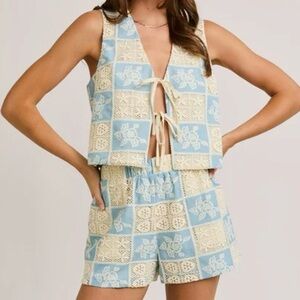 Crochet Patterned Two-Piece Set